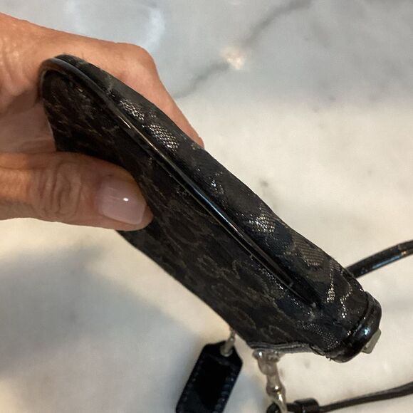 Coach Pleated Signature Lurex Logo Wristlet - Picture 9 of 15